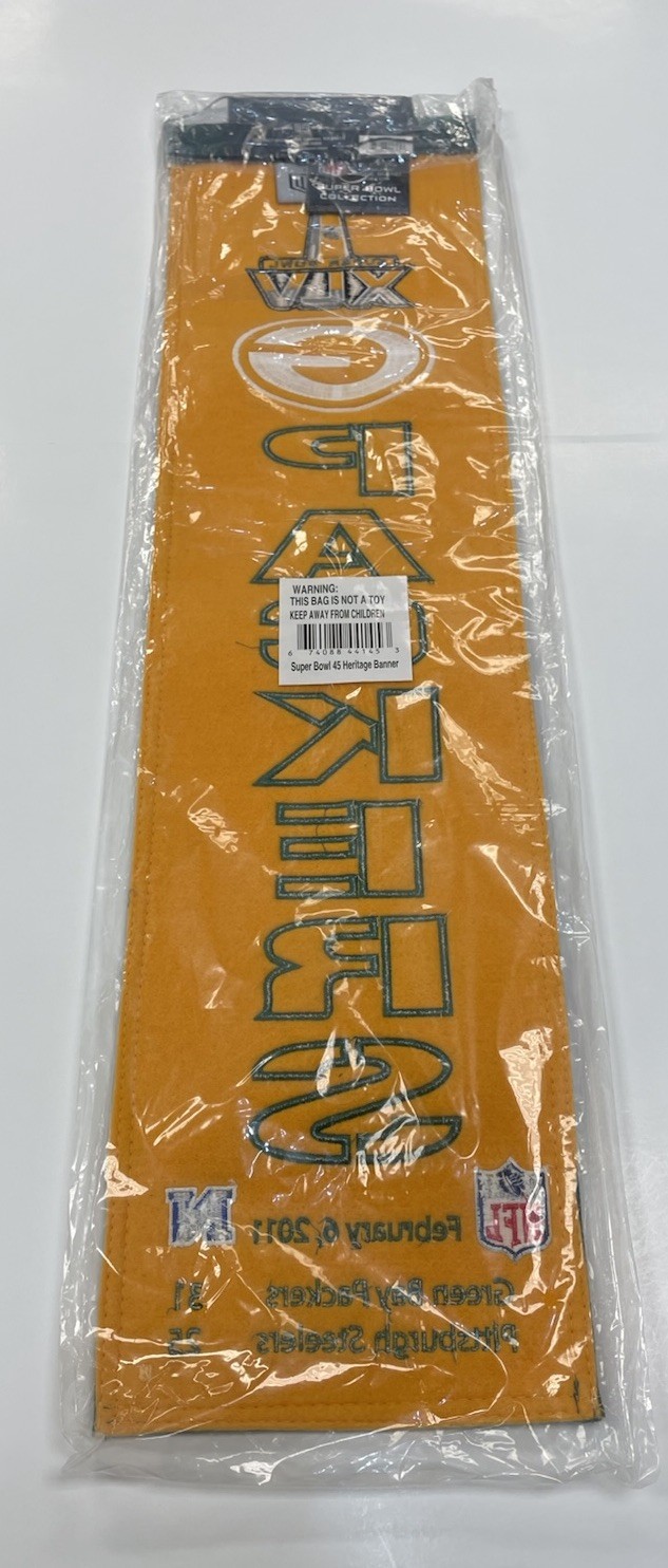 Green Bay Packers NFL Super Bowl XLV Winning Streak Embroidered Heritage Banner