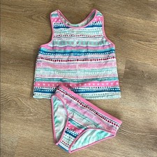 Eddie Bauer Girls 14/16 Reversible Tankini tie dye boho Swimsuit 2PC Bikini NWOT