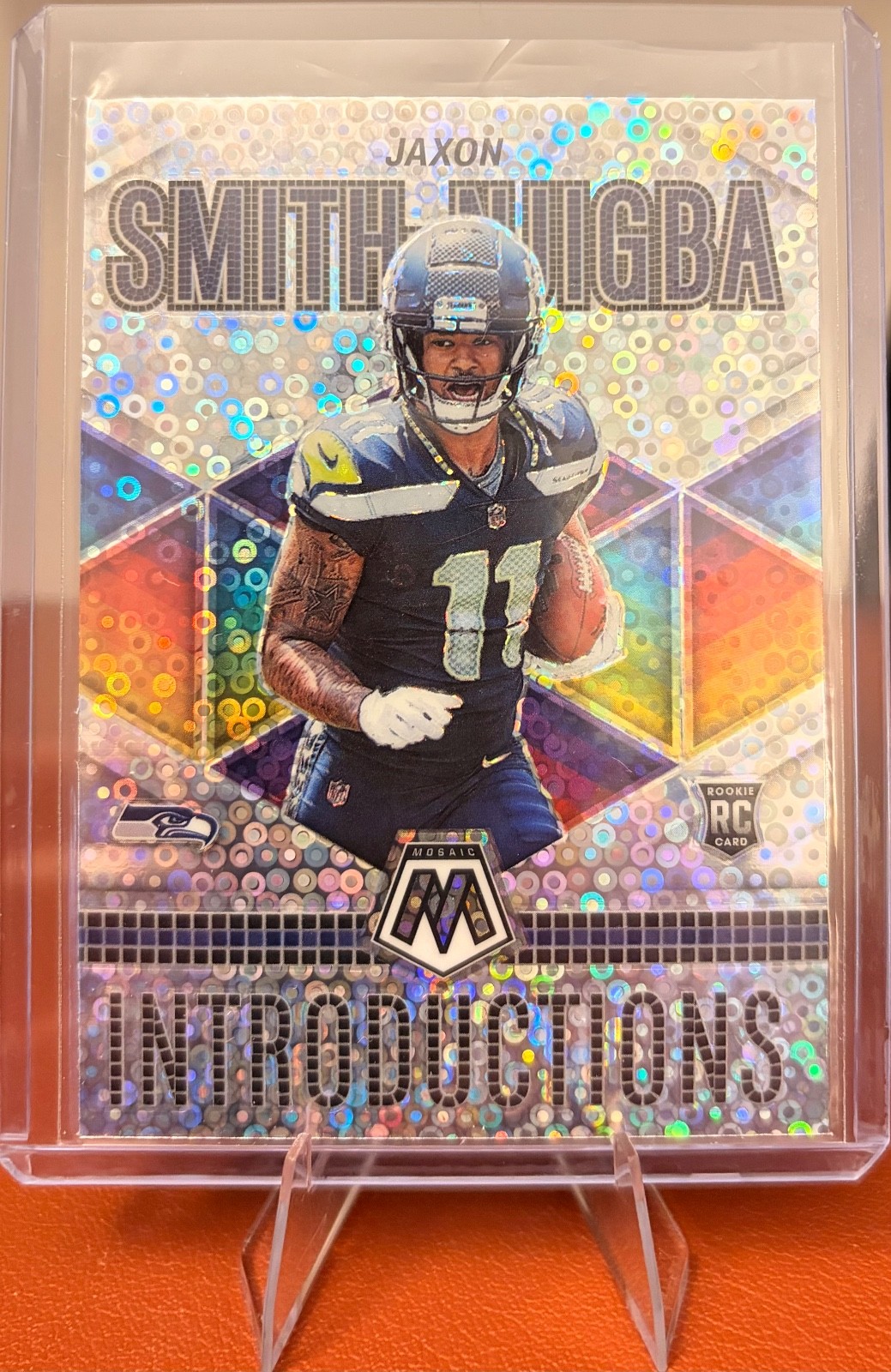 2023 Panini Mosaic Jaxon Smith-Njigba "Introductions" No-Huddle Silver Prizm RC