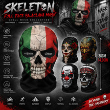 Halloween Skeleton Full Face Balaclava Mask Skull Mesh Cover Biker Costume