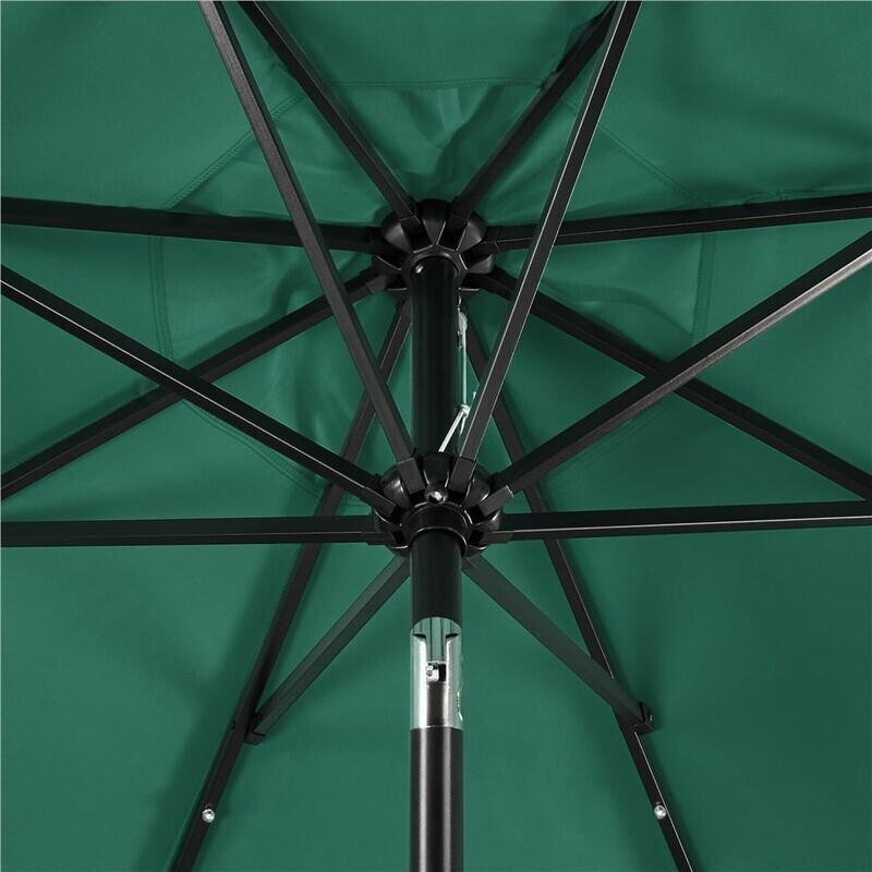 9ft Solar Lighted Market Umbrella W/ Tilt Water-Resistant Canopy 8 Rib Garden
