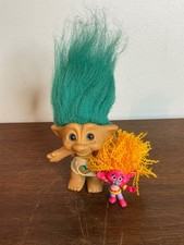 Vintage Ace Novelty Treasure Troll Doll Aqua Blue Teal Hair Jewel Blue Eyes PLUS