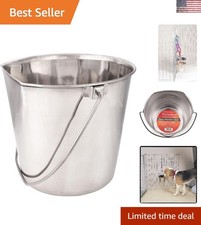 Durable 4-Quart Flat-Sided Stainless Steel Pail   Perfect for Fences and Crates