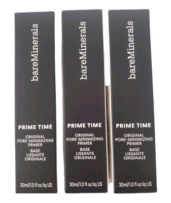 bareMinerals Prime Time Original Pore-Minimizing Primer  3 PACK~ 1.0 oz New