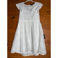 Lulus Flirtatious in Florence White Ruffled Eyelet Cotton Mini Dress Weekend M
