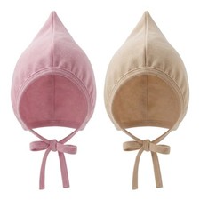 2-Pack Newborn Baby Bonnet, Infant Hospital Hat with Ear Protection, Windproof