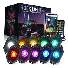 RGBW LED Rock Lights Kit with Bluetooth  Wireless Remote Controller, 10 Pods
