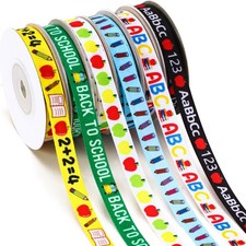 Back to School Ribbon 0.4 Inch Red Green Yellow Blue Black
