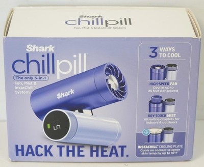 NEW- Shark ChillPill 3-in-1 Portable Fan Mist & Instachill System FA022LV - Blue
