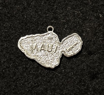 Vintage 1970s Sterling State Map Maui, Hawaii Travel Charm