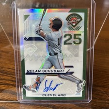 Nolan Schubart Auto Green Prizm 2025 Panini Prospect Edition #119 Indians
