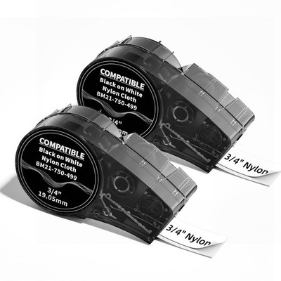 2 PCS 3/4 Inch Nylon Cloth Label Tape For M210 M211 BMP21PLUS Wire 0.75 Wide