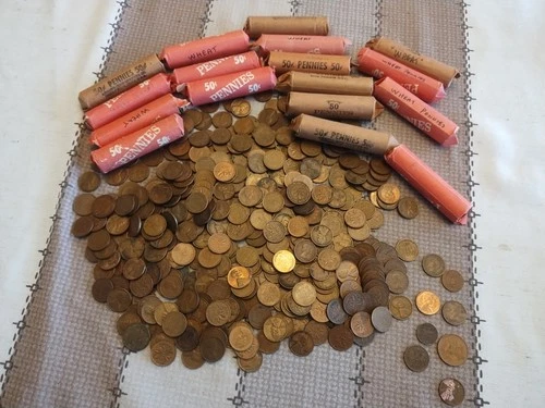 Lincoln Wheat Cent Bulk Lot -  Almost 10 lbs Unsearched Pennies & Some Foreign