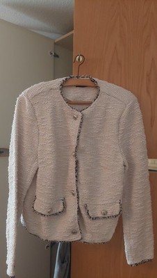 42 Wie NEU Zero Strickjacke Knöpfe Elfenbein Beige Aufgesetzte Taschen