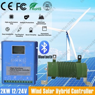 2000W DC 12V 24V 48V Bluetooth MPPT Hybrid Wind Turbine Solar Charge Controller