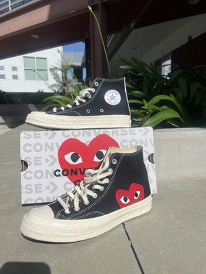 Converse Comme Des Garcons Play Chuck Taylor All Star Hi Heart Canvas Sneakers