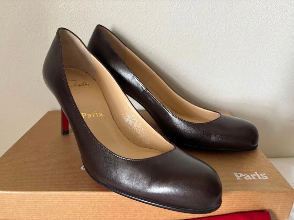 Christian Louboutin Bombas Tacón Cuero Marrón EU37/US7 112327c - Imagen 2 de 4