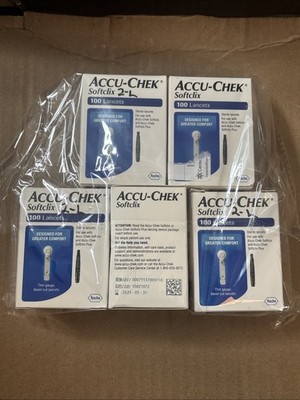 Accu-Chek Softclix Lancets 5 Boxes Of 100, 500 Total New Comfort Free Shipping
