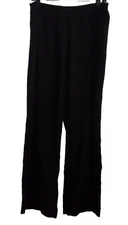 BLACK SILK SPANDEX CITRON SANTA MONICA WASHABLE WIDE LEG ELASTIC WAIST PANTS XL