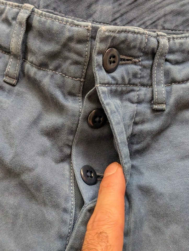 Wallace & Barnes Chino Pants Mens 30x32 Officer Button Fly Blue Selvedge J Crew - Image 4 of 4