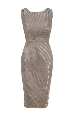 Rachel Gilbert Milla Dress Women s 10 Blush Pink White Wedding Beaded Mother