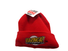 New The Big Bang Theory TV Show Red Ski Winter Beanie Hat "Bazingza!" Patch