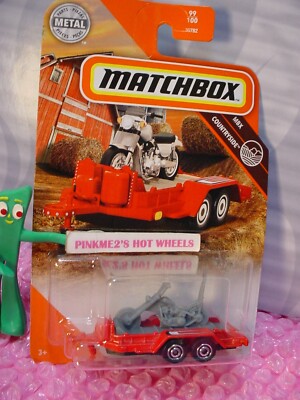 2020 Matchbox MBX CYCLE TRAILER #99 red;gray chopper  MBX COUNTRYSIDE metal