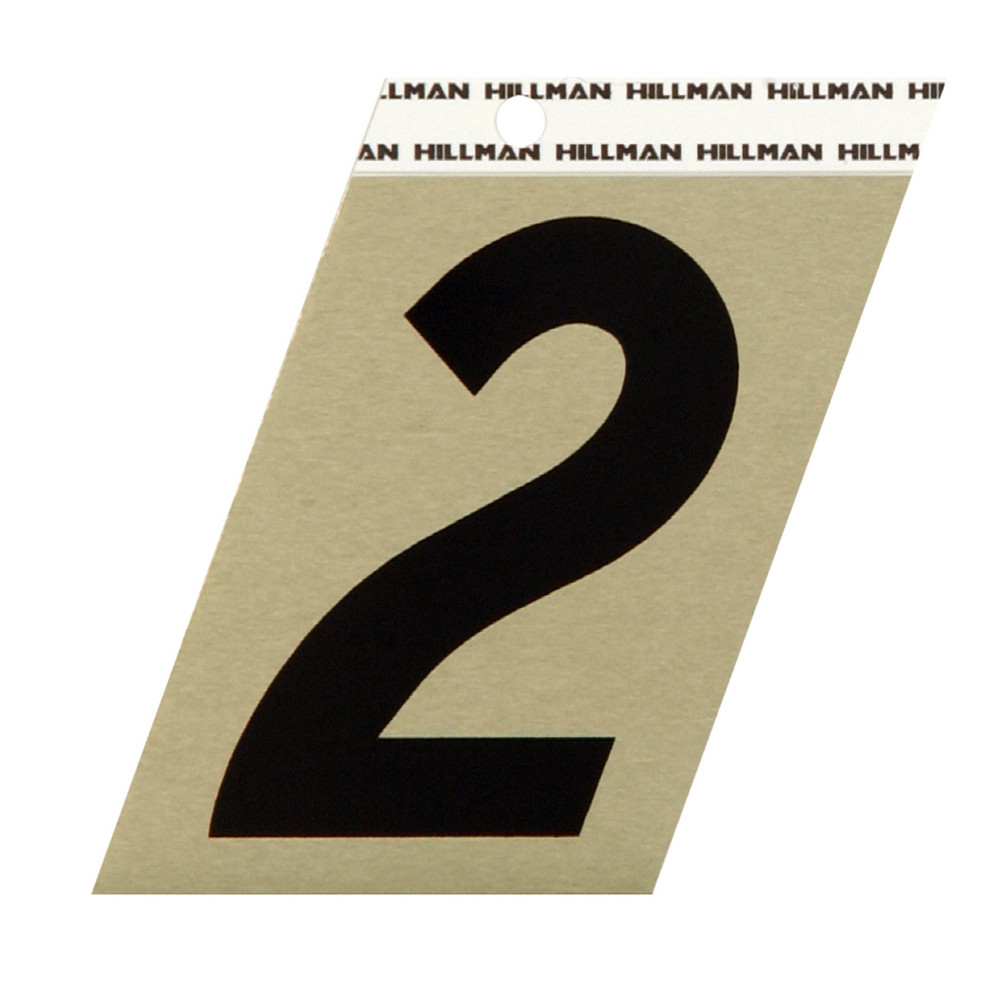 Hillman 3-In. Adhesive Black & Gold Aluminum House Number 2 840556