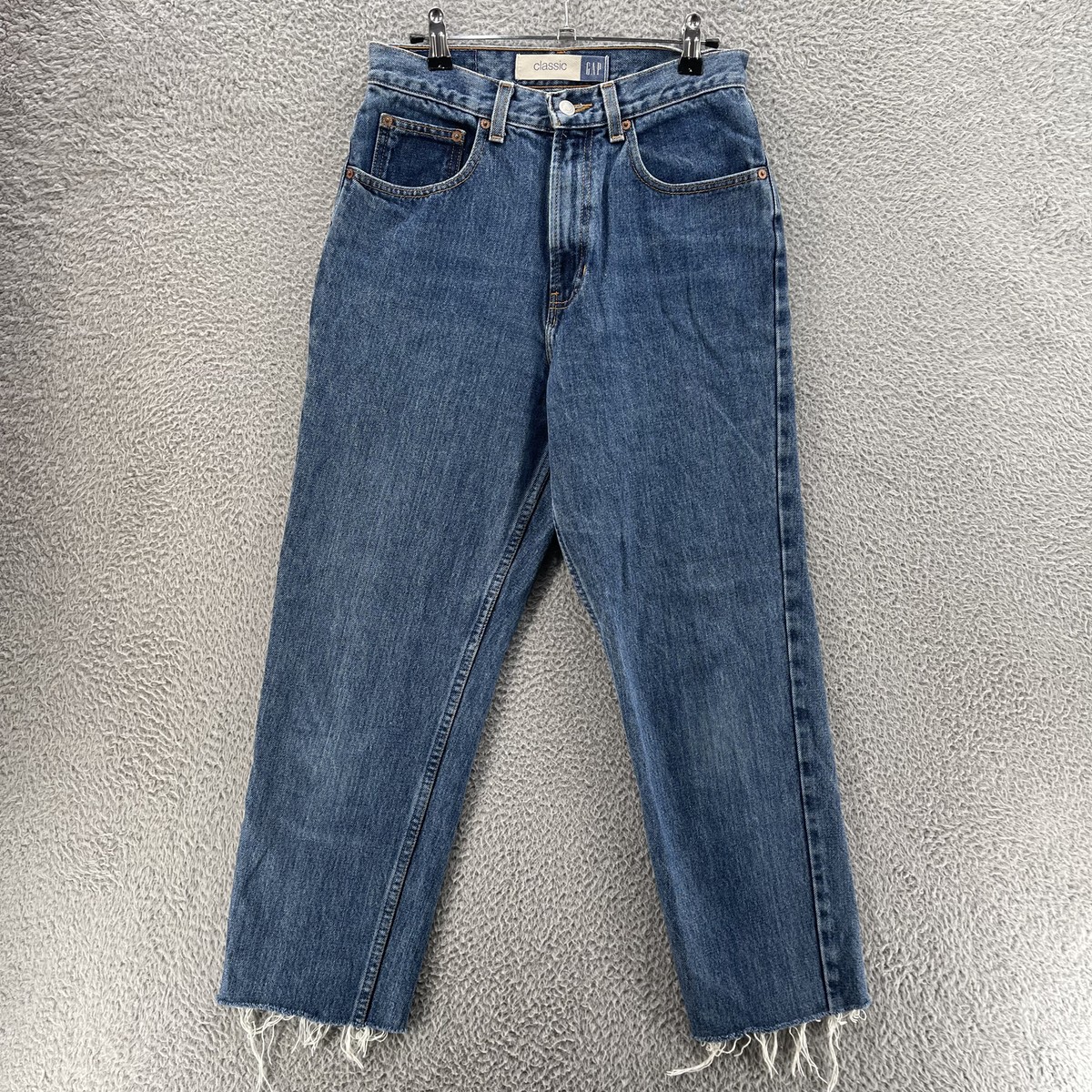 Vintage Gap Blue Jeans Women Classic Comfort Straight Leg Raw Hem Made In  USA