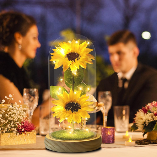 Girasole Regalo Di La Festa Della Mamma per Donna, Fiori Artificiale in Cupola D - Foto 6 di 12