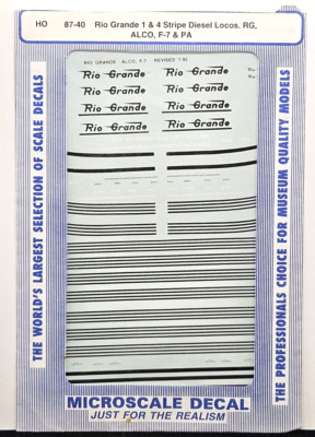 Microscale 87-40 HO Rio Grande Diesels, F-Units and PA's (1951-1985) Decal