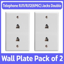 2 Pack Phone Wall Plate RJ11 RJ12 Dual Telephone Line Jack Faceplate 6P6C White