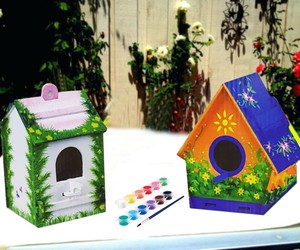 Children Kids Fun Paint Your Own Small Wooden Bird House Kit