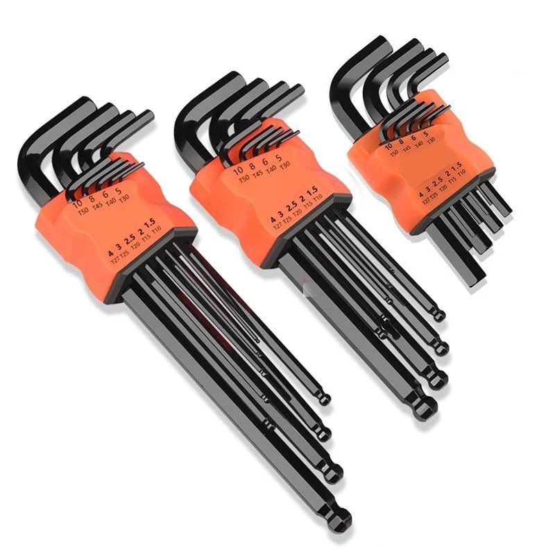 Hex Wrench Screwdriver L Type Hexagon Allen Key Double End Torx Star Tool 9PC