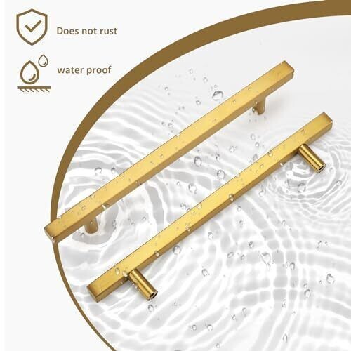 SET 15 PROBIOCO Schrank Griffe gebürstet Gold 4" Loch Mitte quadratische Form Griff - Bild 2 von 6