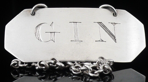 Scottish Antique Sterling Silver GIN Decanter Label, Dick & Robertson c.1796 - 第 1/12 張圖片