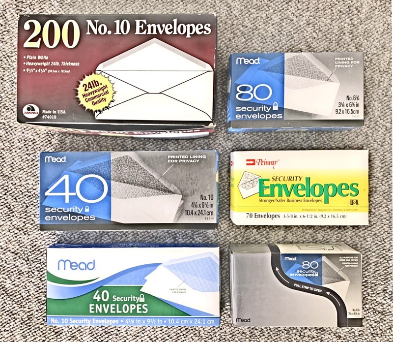 510 pc Bundle - Assorted Business White Envelopes; 280-9.5" + 230-6.5", New