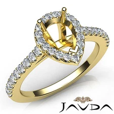 Pear Prong Setting Cut Diamond Semi Mount Engagement Ring 18k Yellow Gold 0.5Ctw