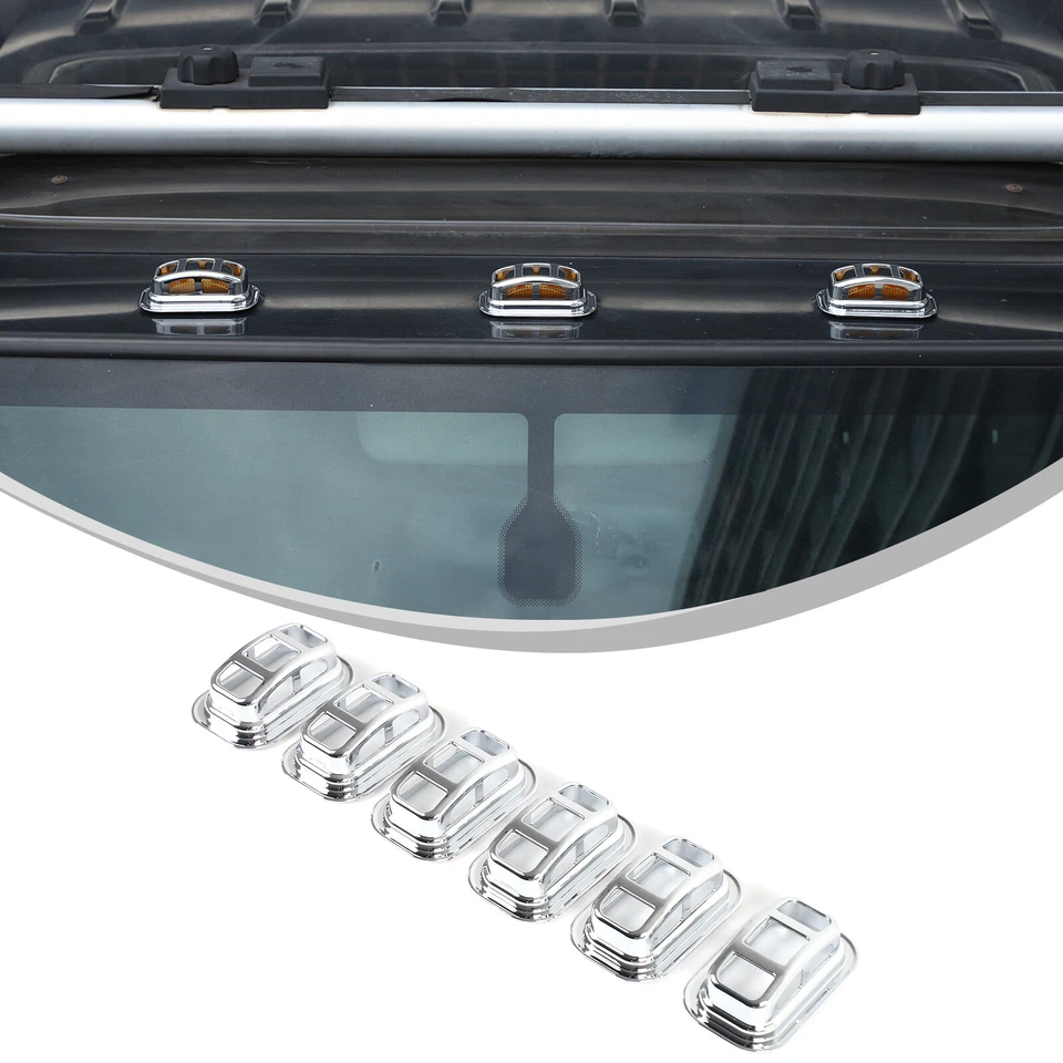 ABS Silver Front & Rear Roof Light Guard Cover Trim For Hummer H2 2003-2009 - Image 2 of 4