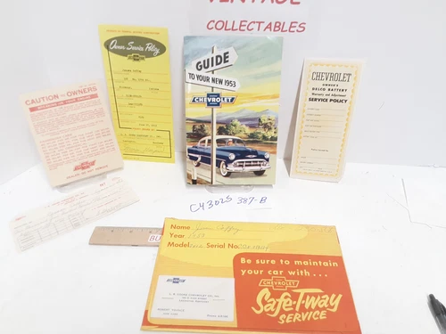 Vintage ~1953 Chevrolet Passenger Car Owners Manual ORIGINAL Literature 6 Pc.Set
