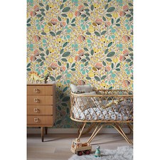 Yellow Spring Removable Nursery Colorful Soft Floral Seamless pattern wall mural