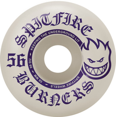 Spitfire Burners 56mm 99a White/Pur Skateboard Wheels (Set of 4