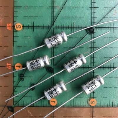 5uF 25v Sprague Axial Electrolytic Capacitor 105'c TE1202 30D  Mini Audio 5pcs