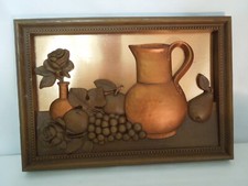 Vintage Coppercraft Guild 3D Still Life Wall Hanger 16" x 11" Made in USA 1975