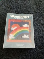 NEW Wonder Art 'rainbow' Latch Hook Kit Pillow By Caron 15"x 15"