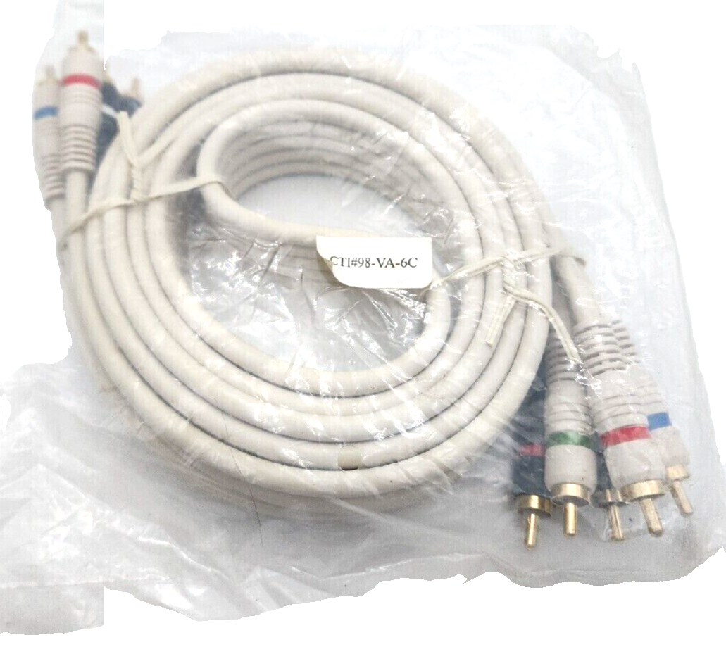 HD TV RCA AV Component Cable 6ft Gold Tips High Resolution CTI #98-VA-6C