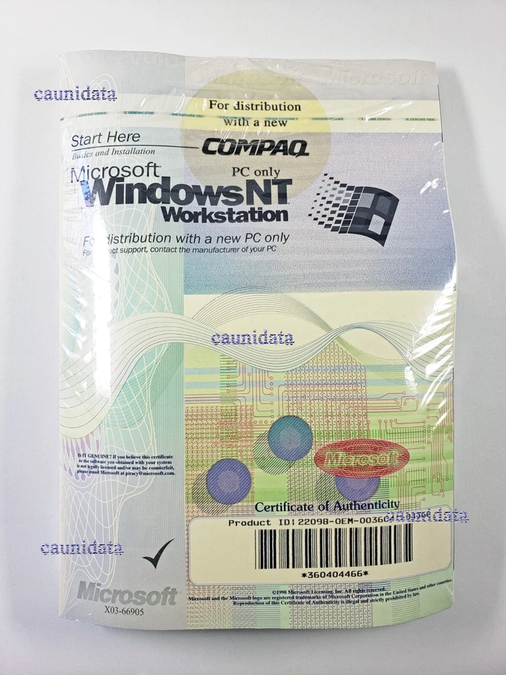COMPAQ QC-0QRAE-HW MICROSOFT WINDOWS NT 4.0 WORKSTATION SOFTWARE FACTORY SEALED - Image 2 of 3