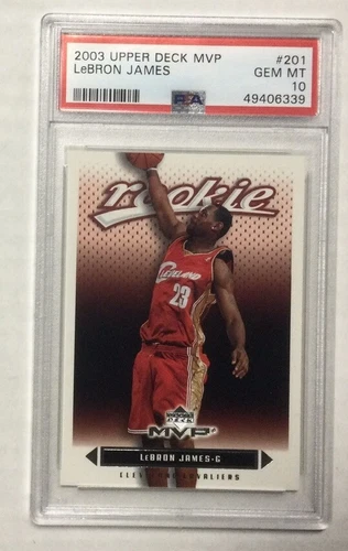 Lebron James NBA Rookie Basketball Card RC #201 2003 Upper Deck MVP PSA 10
