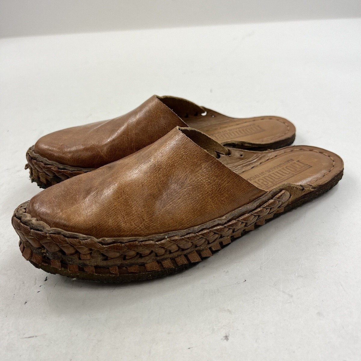 Mohinders Brown Camel Leather Heritage Solid Slide Mule Shoe  display picture 2