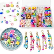 464 Pcs Acrylic Bead Keychain Making Kit for Girls Women  Bag Charm Kit with St